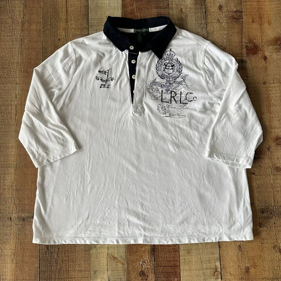 Ralph Lauren LRL Active Polo Women's Shirt 3/4 Sleeve Sz 3X Embroidered White - Picture 1 of 9